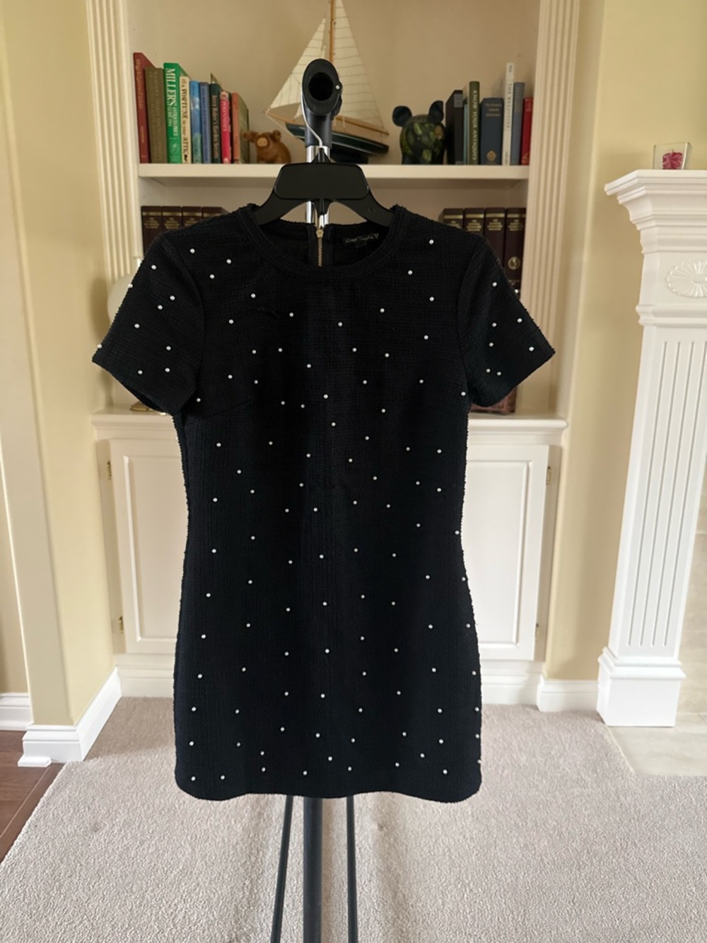 Mini Dress Embelished Faux Pearl